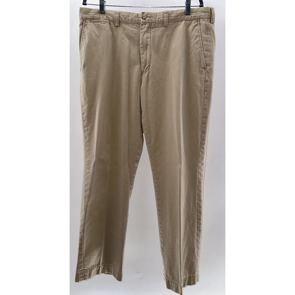 Polo Ralph Lauren Preston Men's Khaki Chino Pants Size 36x32 Flat Front Cotton - Picture 2 of 8